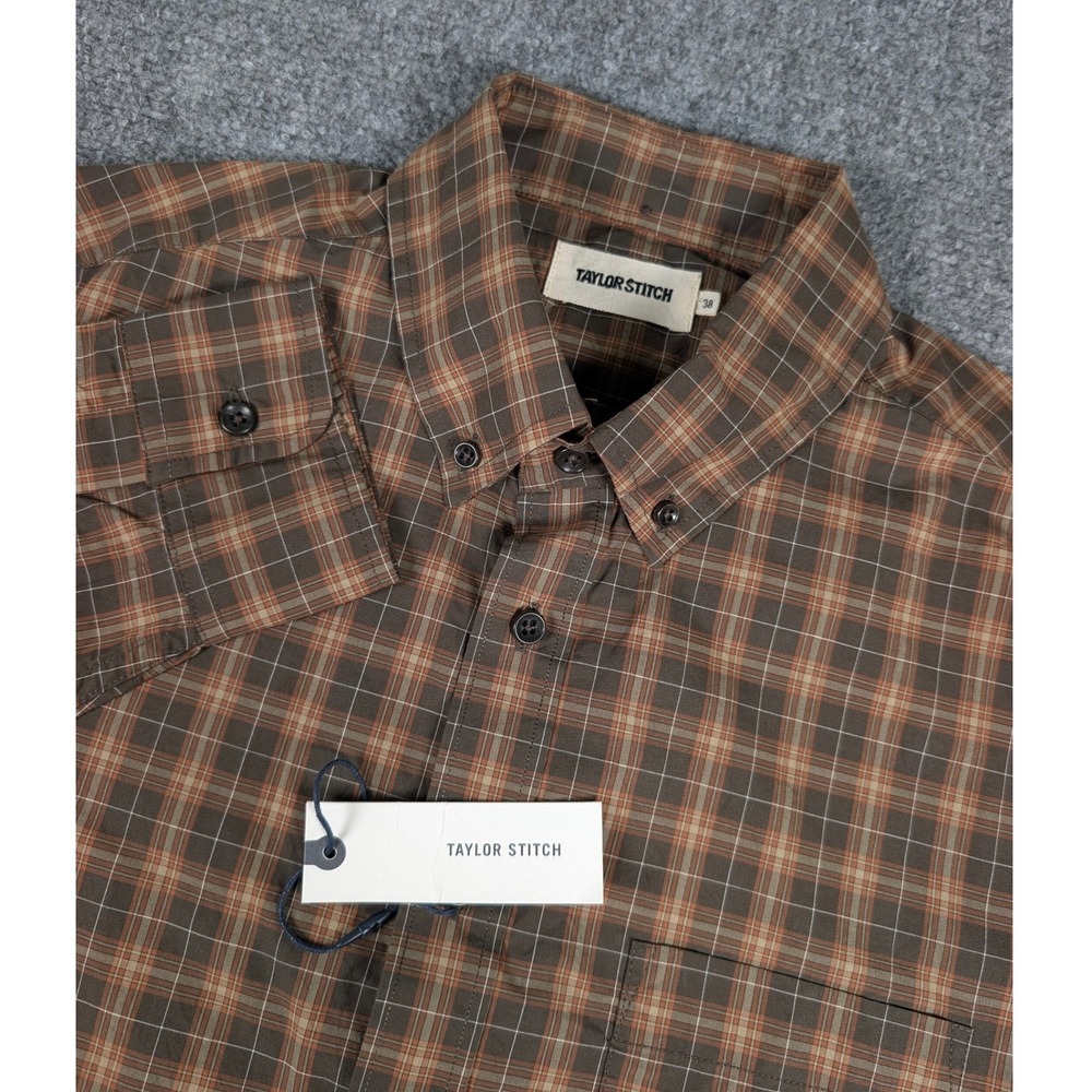 Taylor Stitch The Jack Shirt Mens 38 Mulch Plaid Organic Cotton Long Sleeve NWT